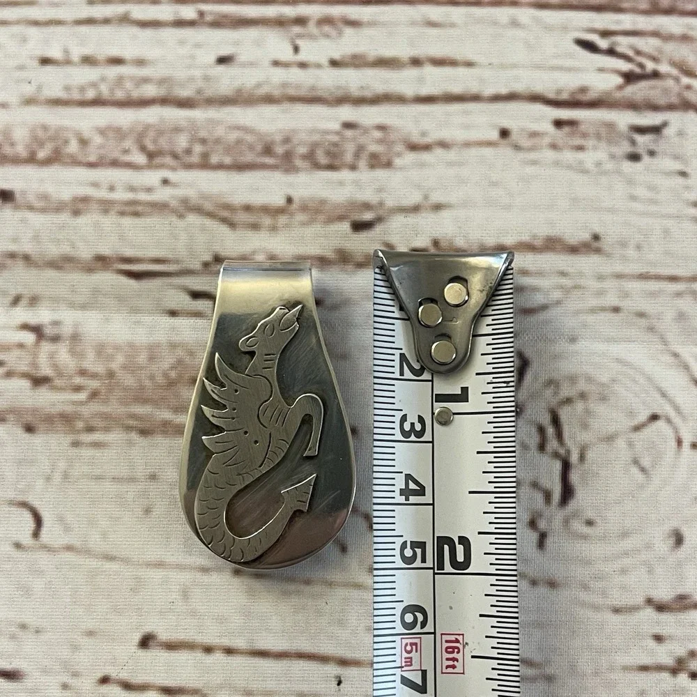 Vintage‎ Mexico Taxco Sterling Silver Aztec Serpent Money Clip Quetzalcoatl